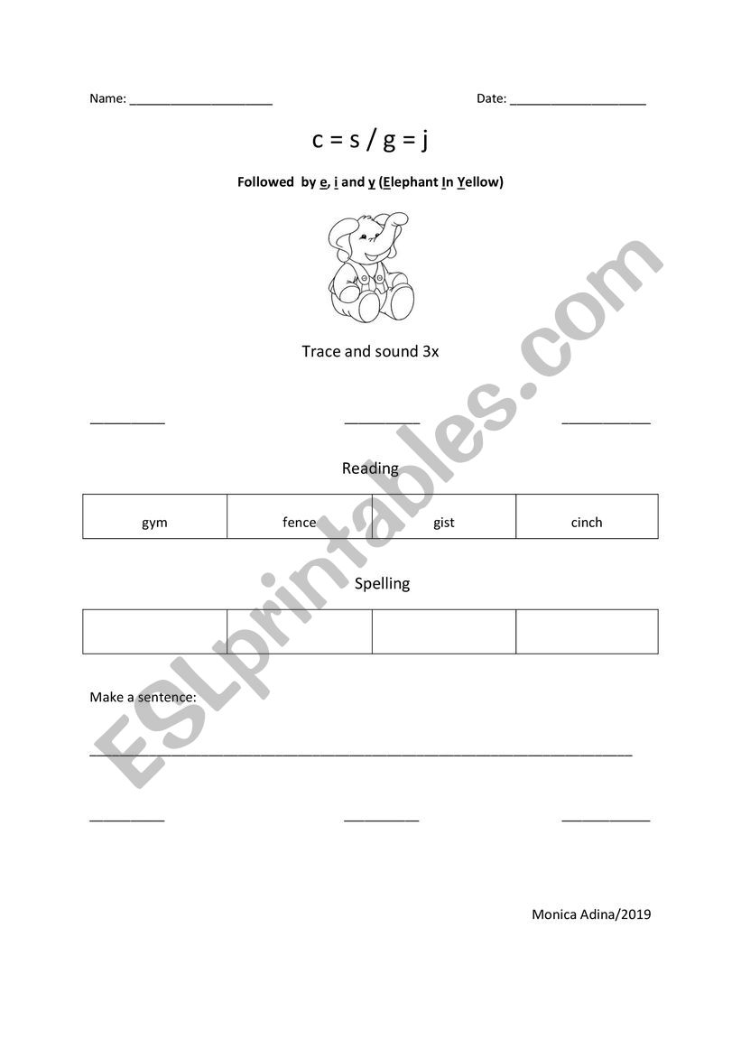 Soft C and Soft G worksheet