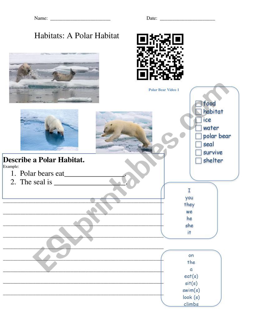 Writing About Habitats worksheet