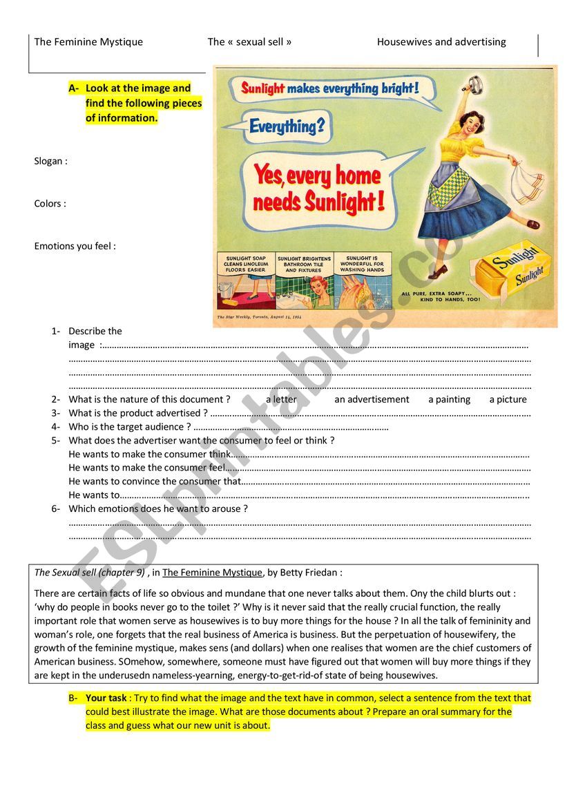 The Feminine Mystique worksheet
