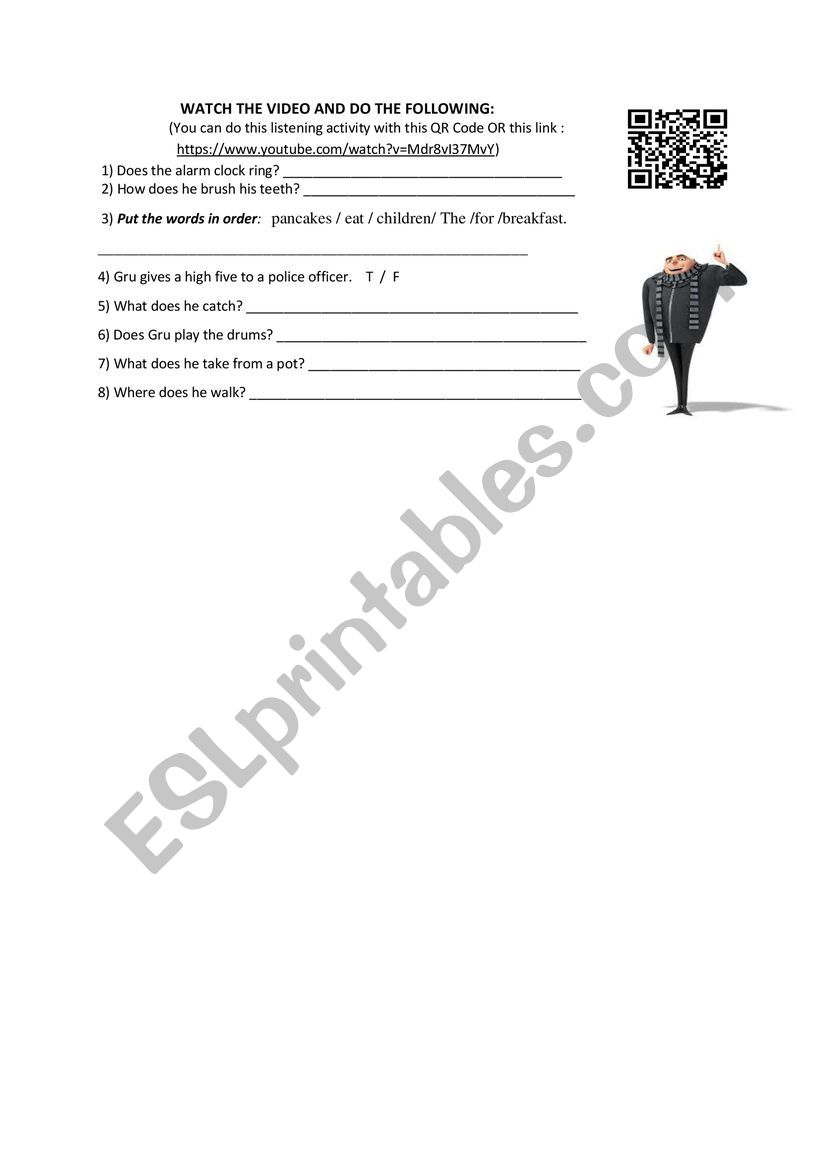 despicable me movie activity worksheet