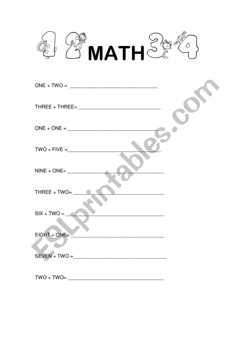 Math activity  worksheet