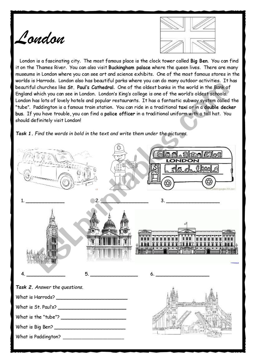 City of London - 3 Pages, 9 Activities