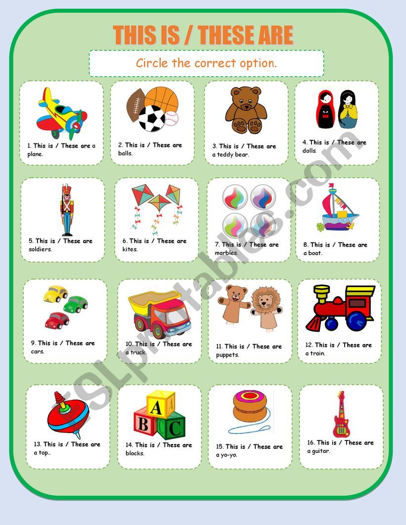 This is / These are with Toys worksheet
