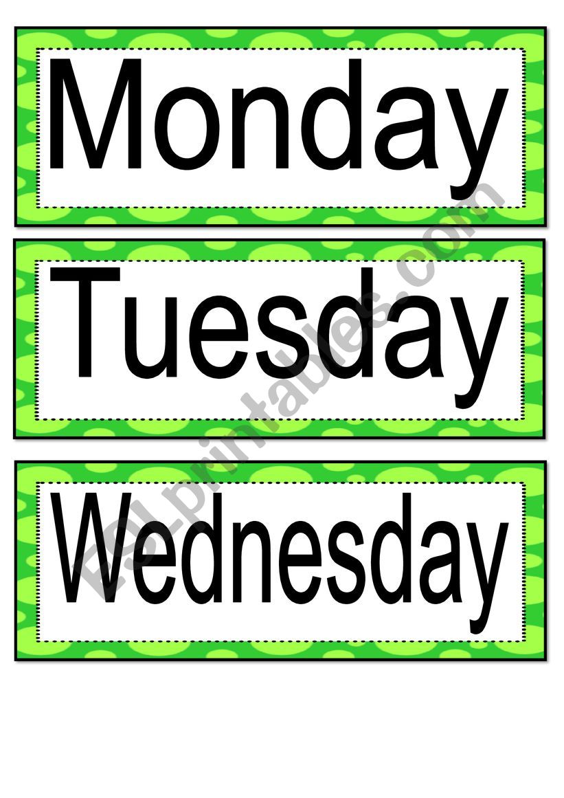 Days of the week  worksheet