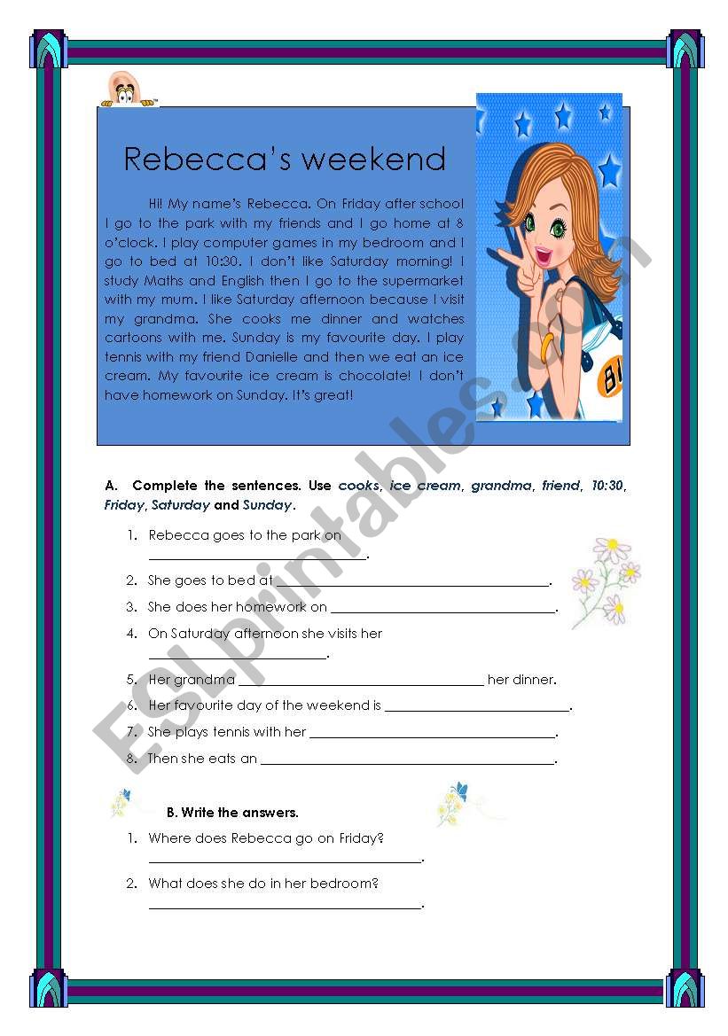 Rebeccas weekend (18.08.08) worksheet