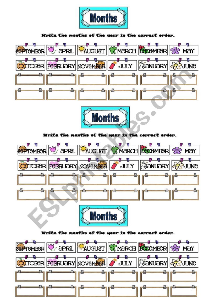 Months worksheet