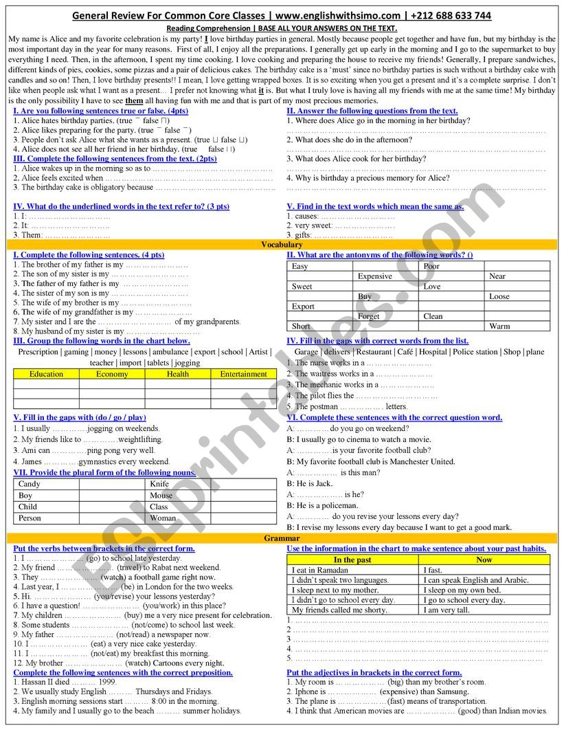 Global Test For Beginners (Langauge and Reading)