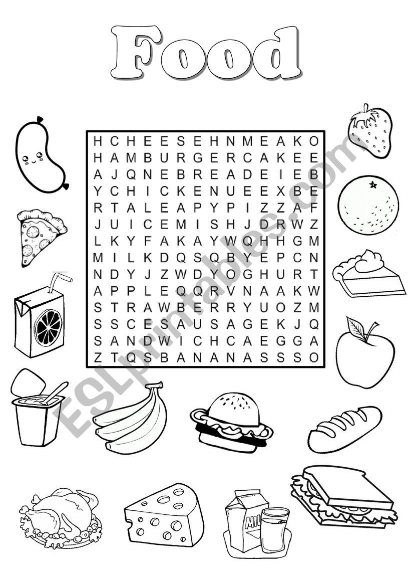 Food Wordsearch worksheet