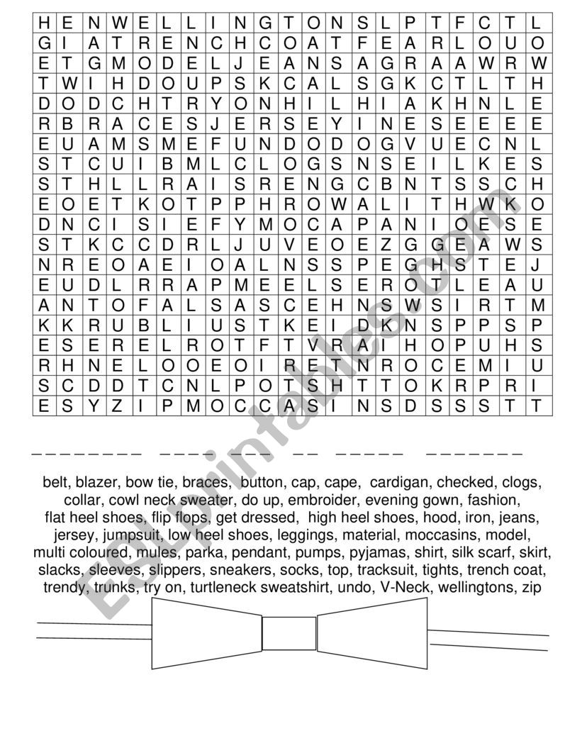 WORDSEARCH: CLOTHES worksheet