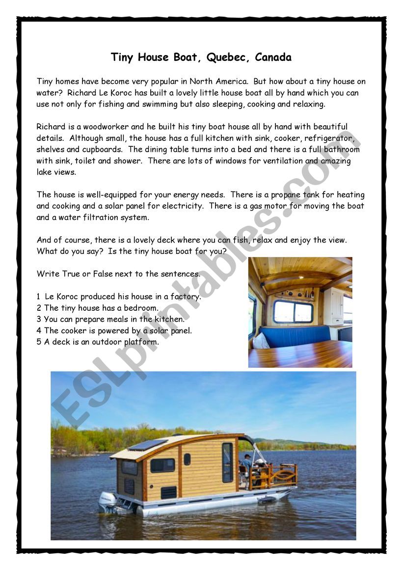 Tiny House Boat - Reading & Speaking