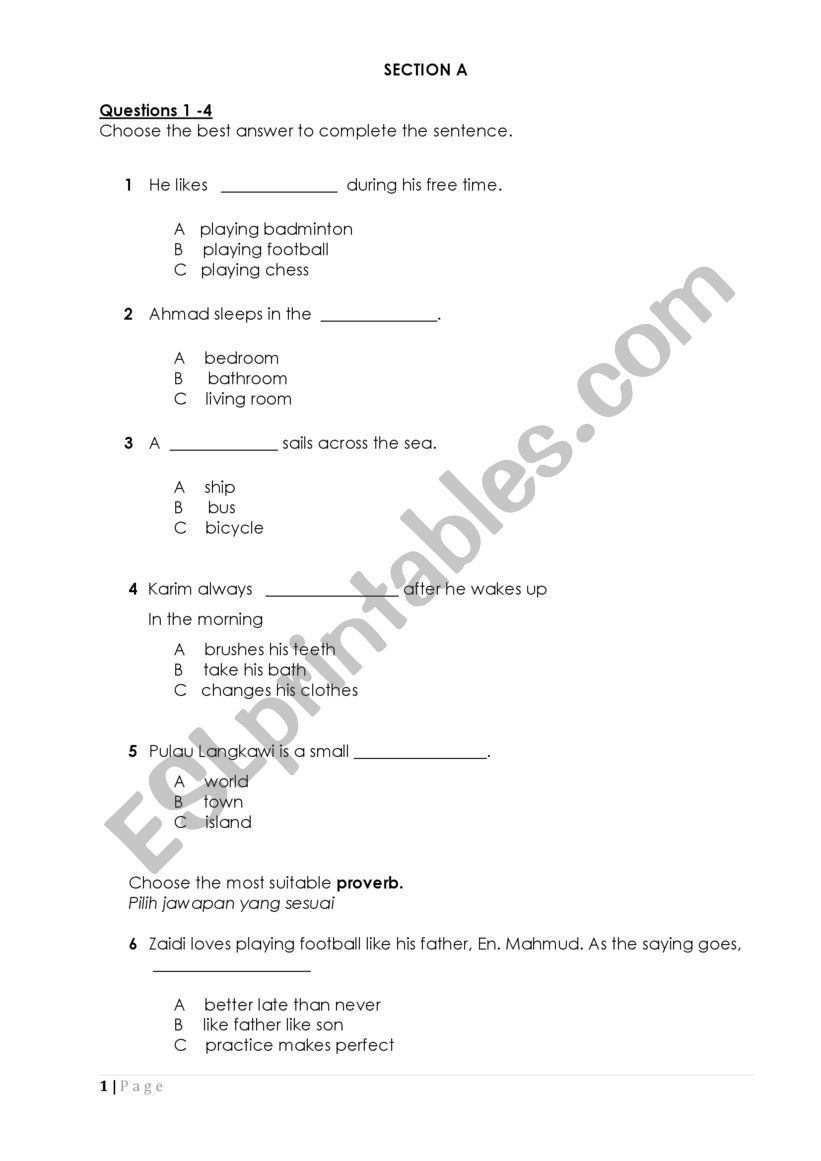 Reading Comprehension 2  worksheet