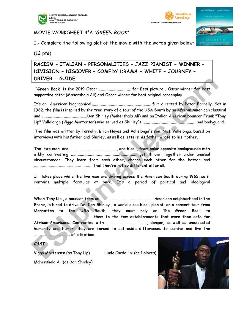 Green book worksheet
