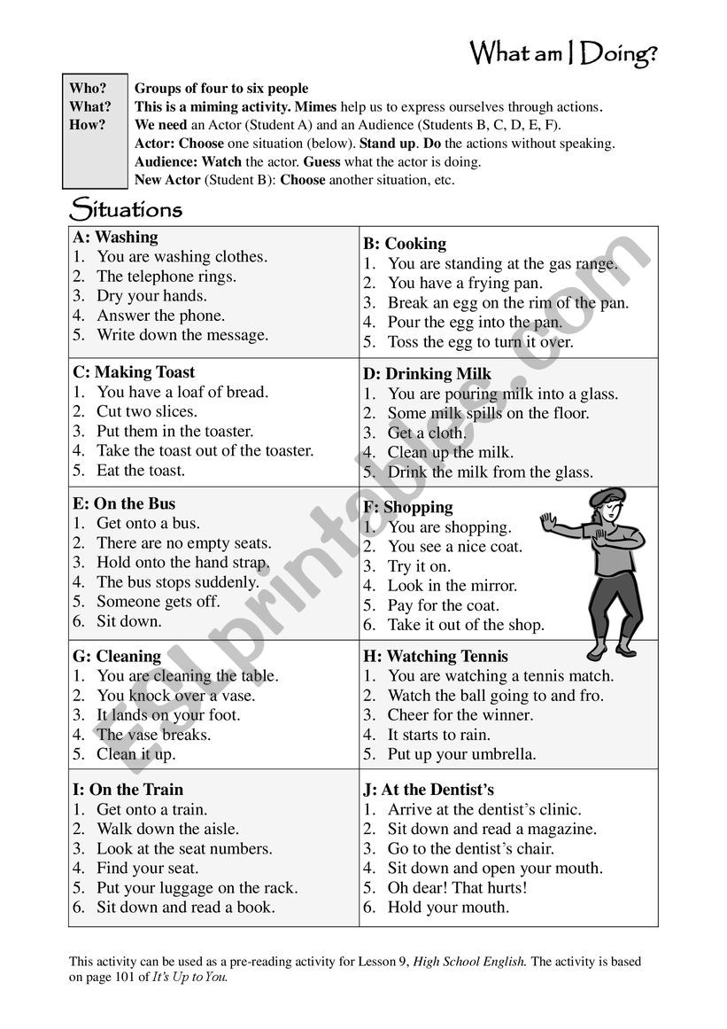 Miming activity - present continuous