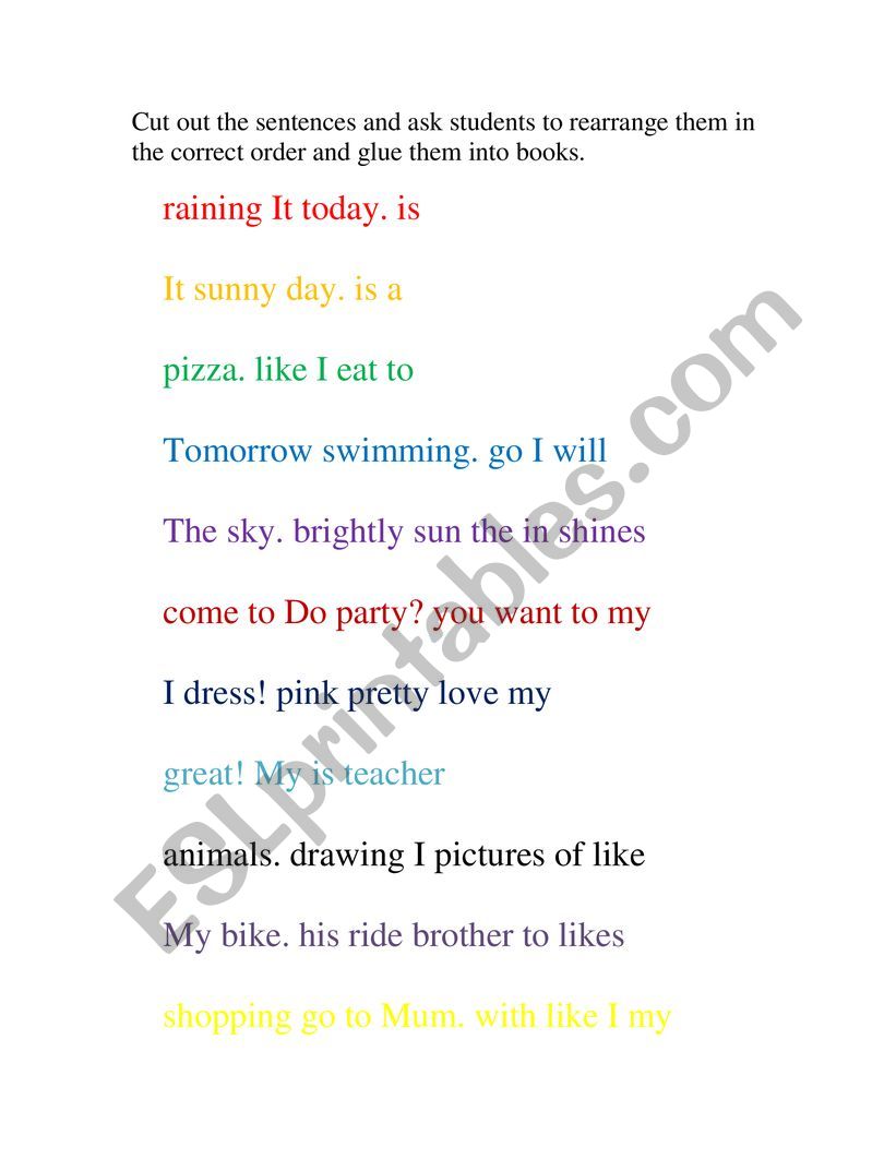 Jumbled Sentences worksheet