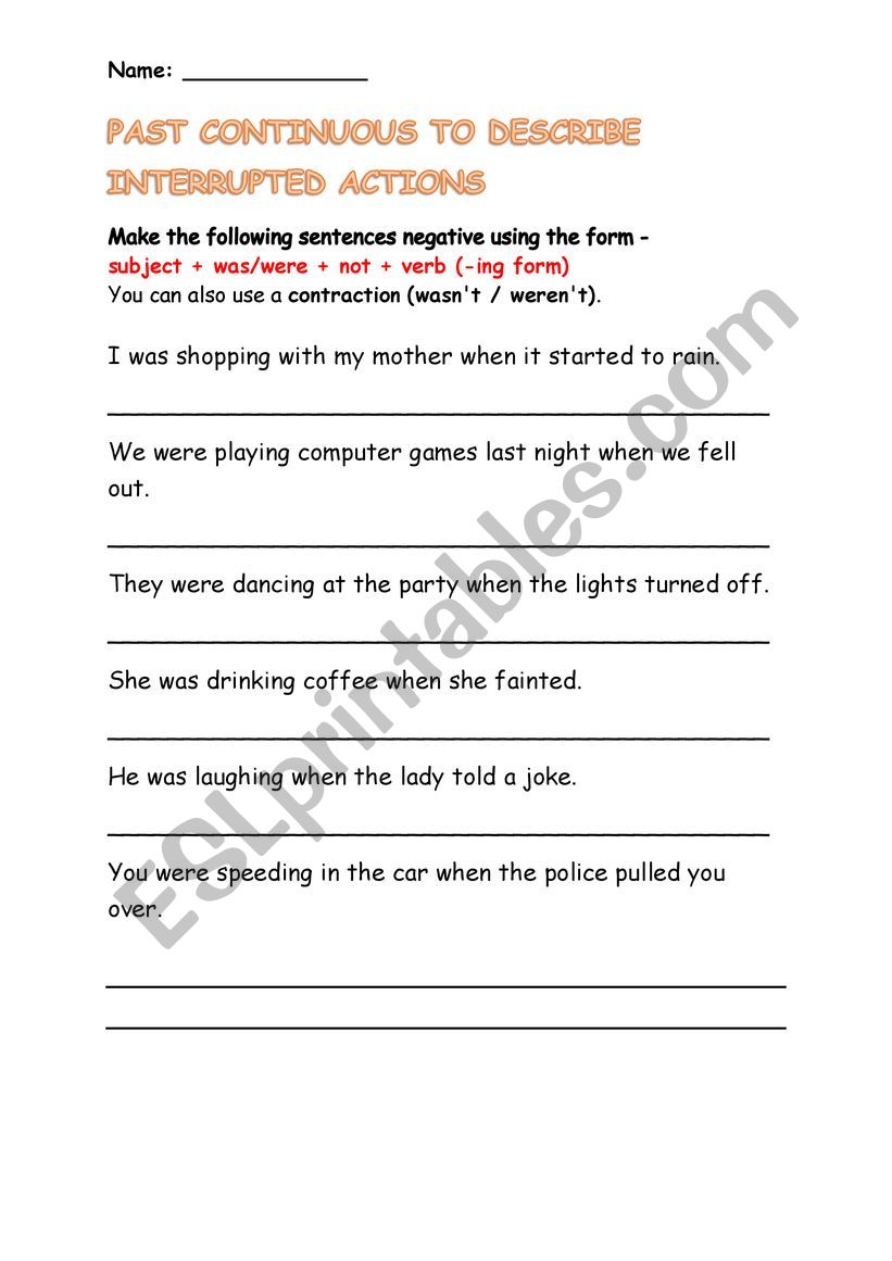 Past Continuous  worksheet