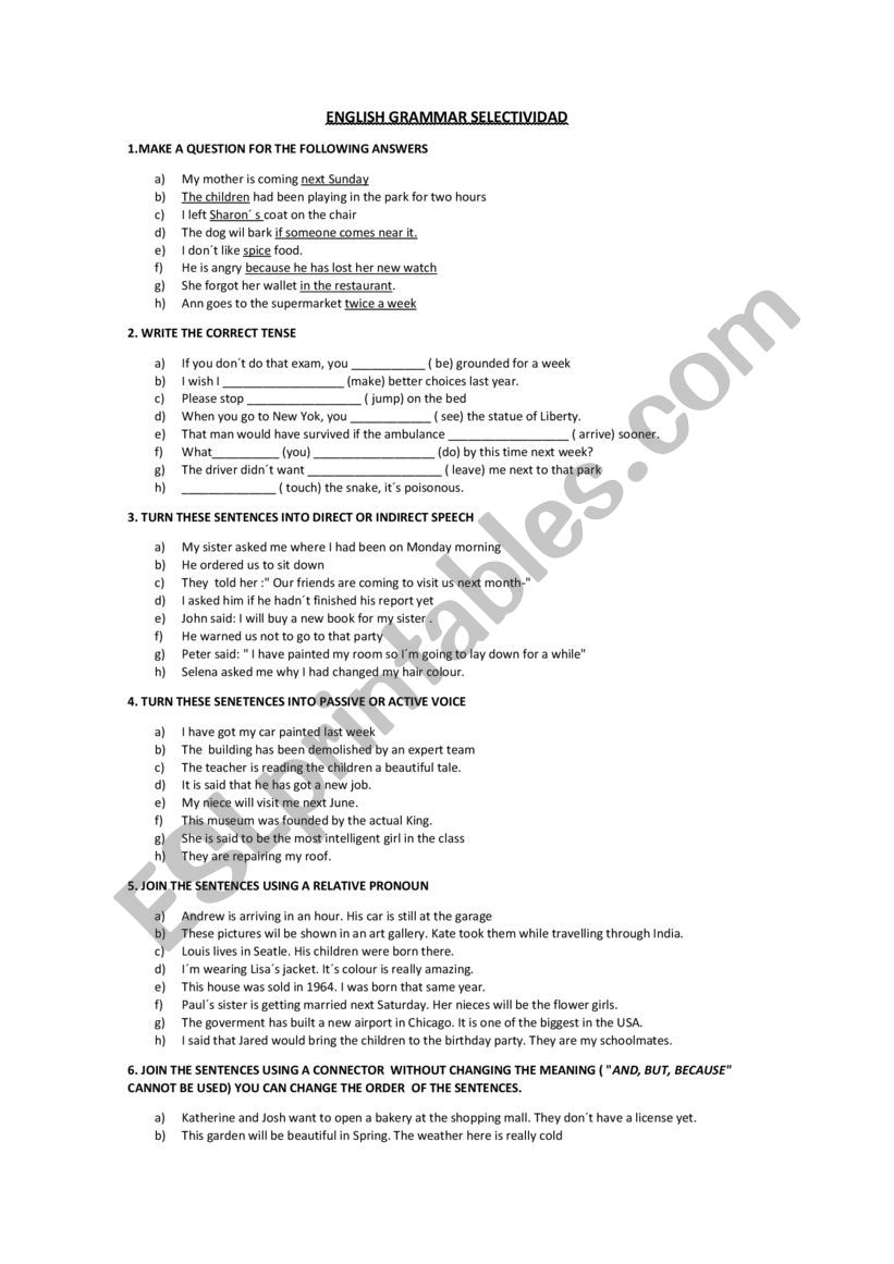 English Grammar for selectividad 2