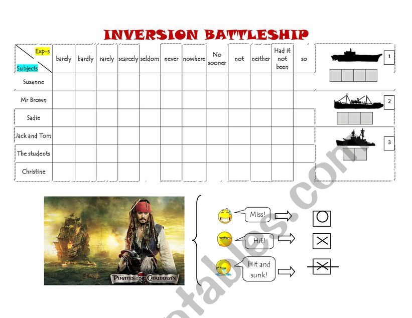 Inversion Battleship worksheet
