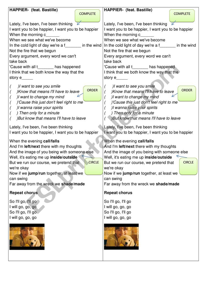 Song Happier worksheet