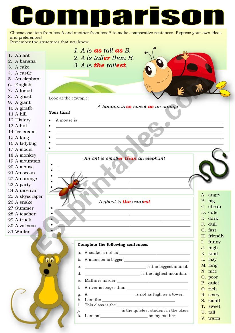 COMPARISON of short adjectives