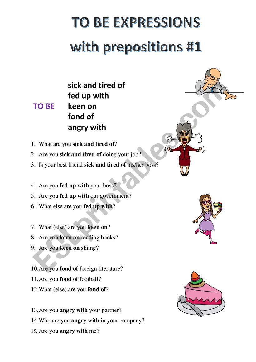 To be expressions with prepositions - 1