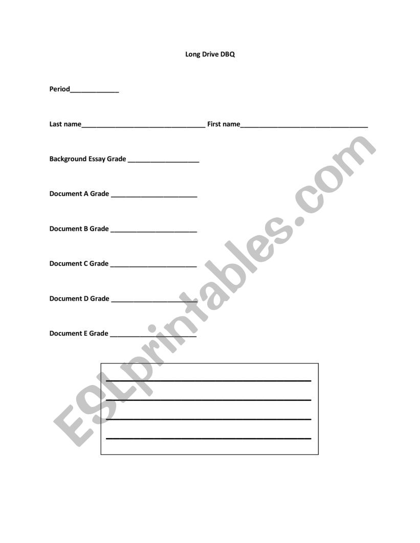 long drive worksheet