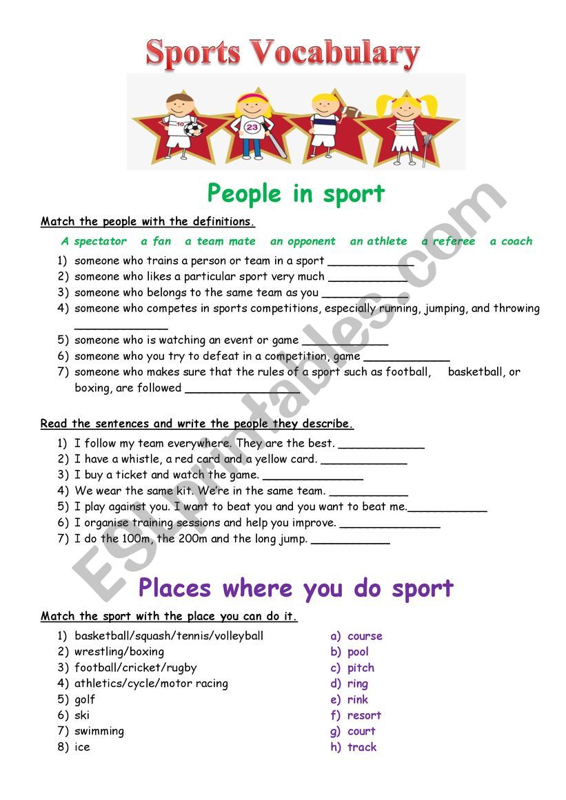Sports Vocabulary worksheet