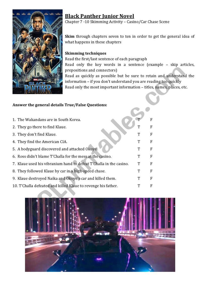 Speed Movie Questions worksheet