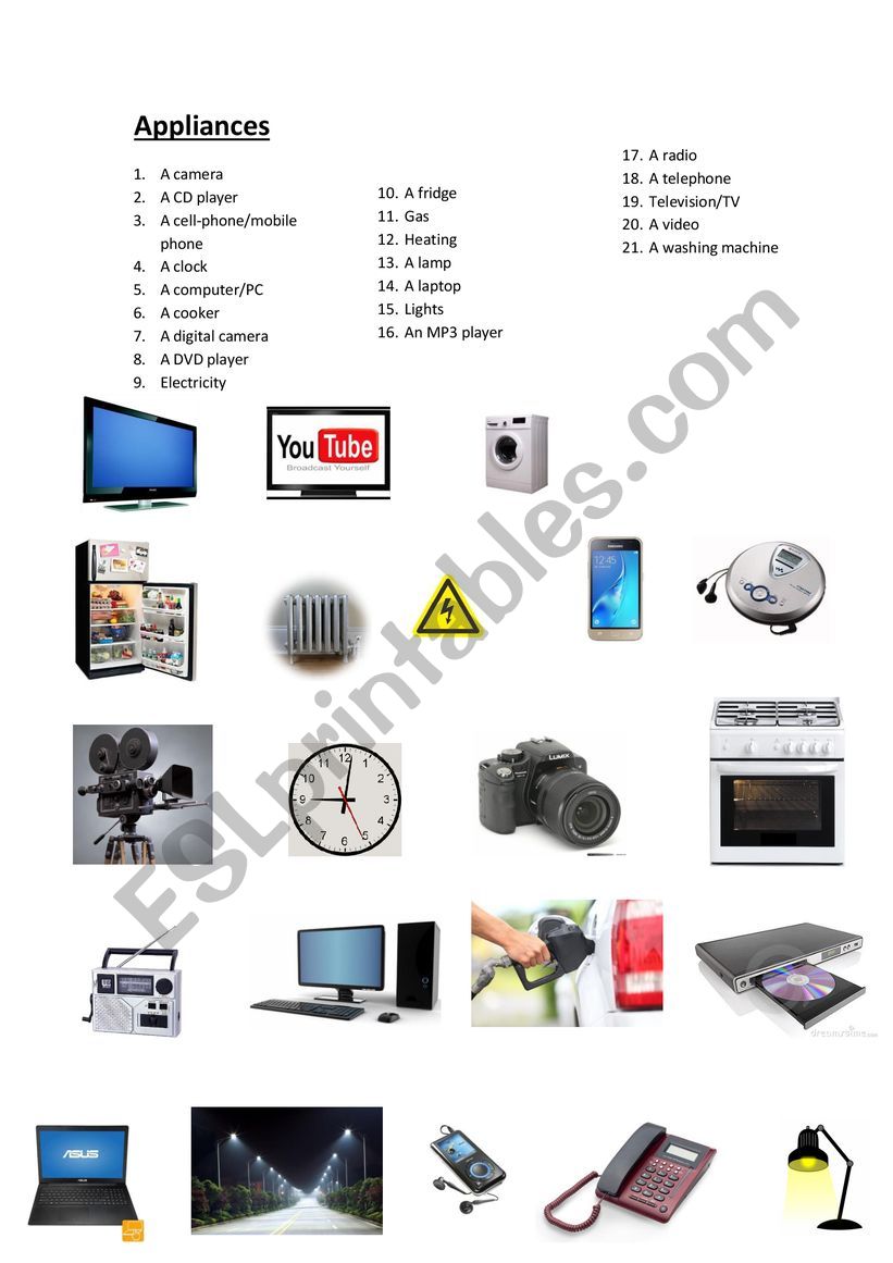 Home Appliances: Matching with pictures