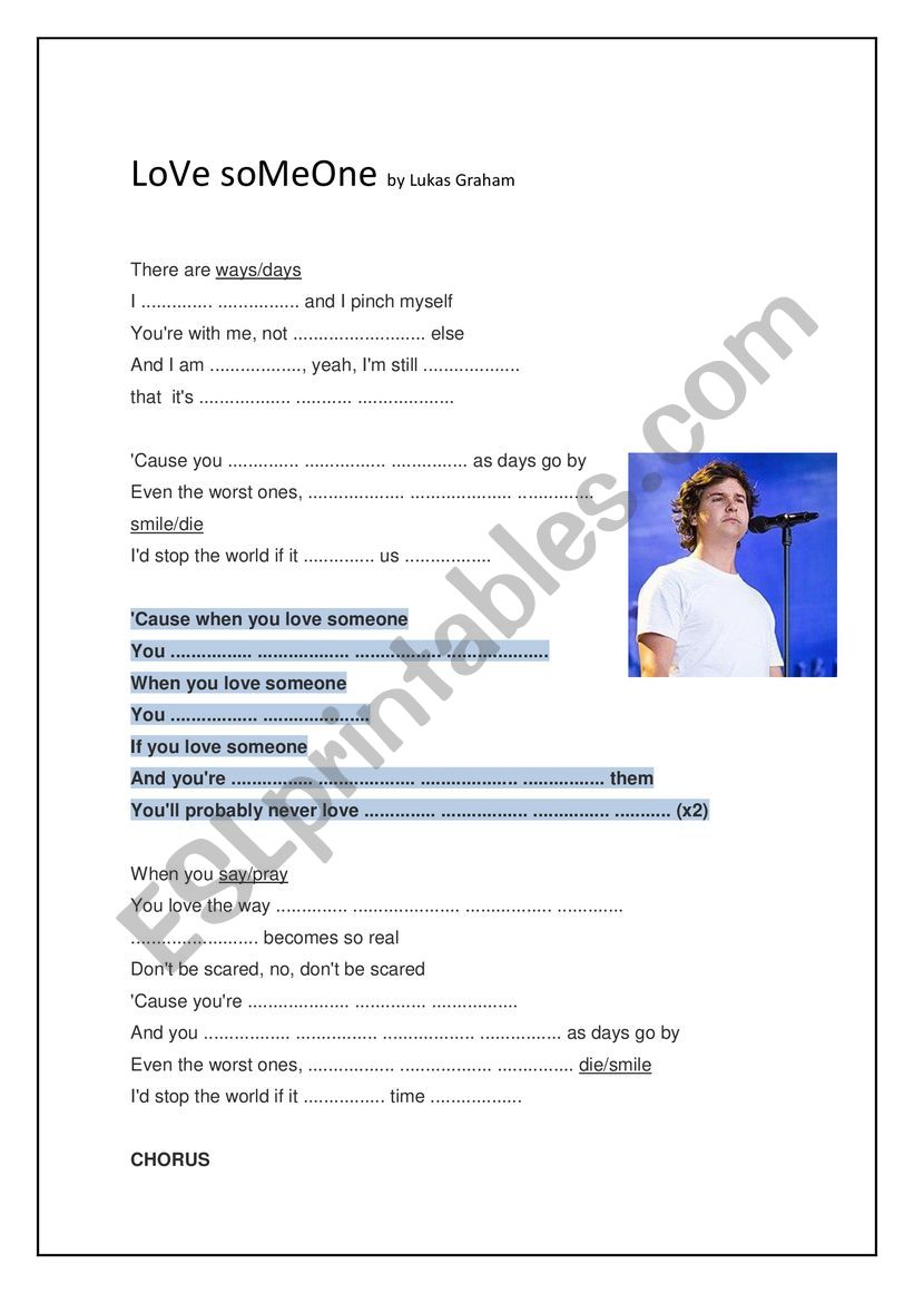 love someone lukas graham worksheet