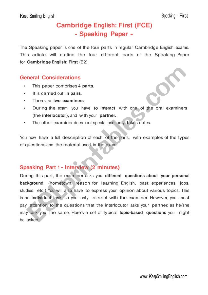 FCE practice test worksheet