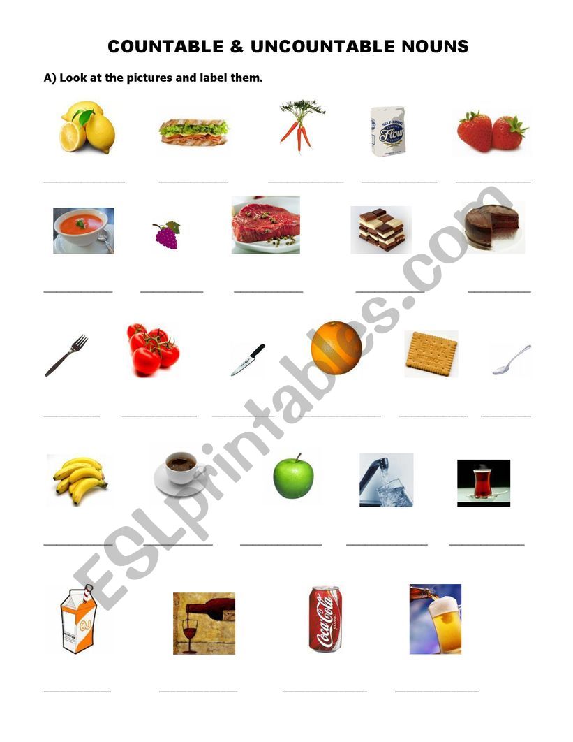 Countables&Uncountables worksheet