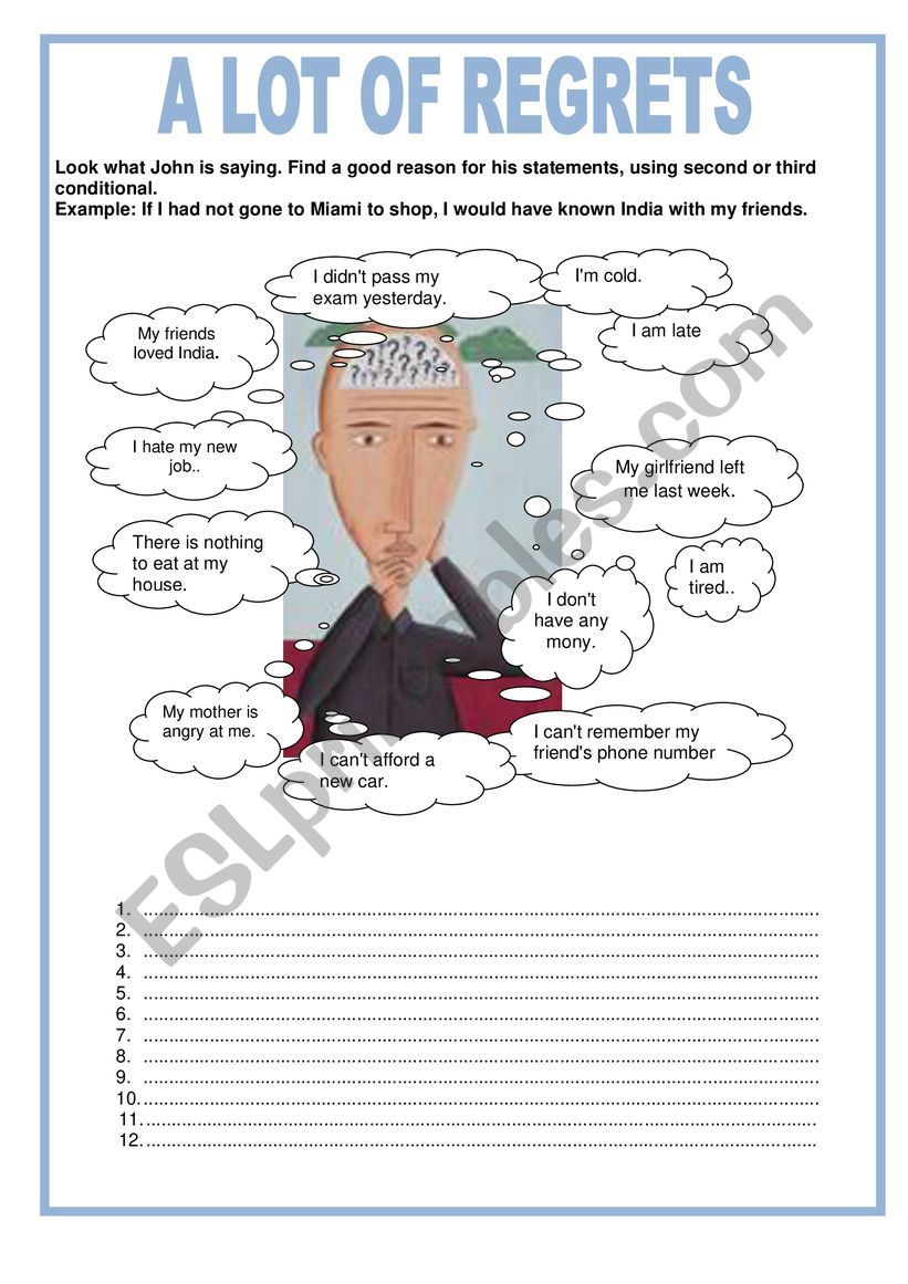 regrets worksheet