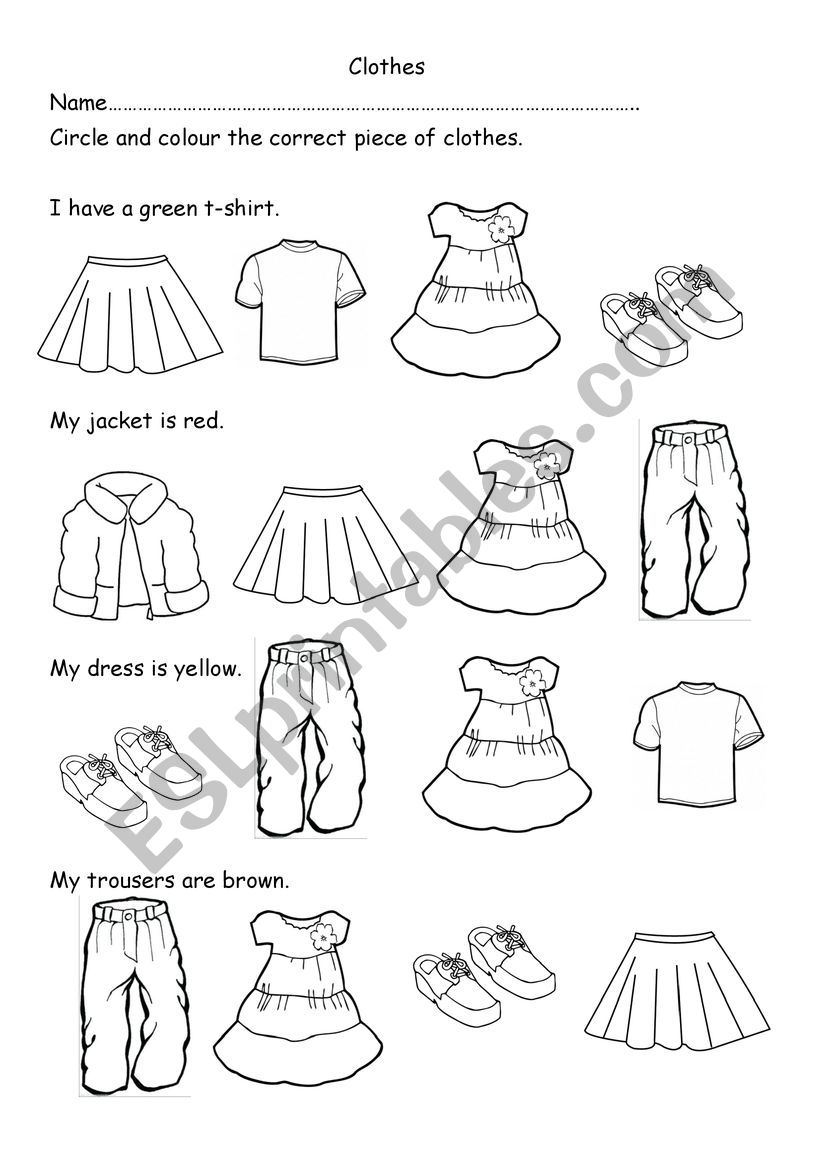 Clothes worksheet