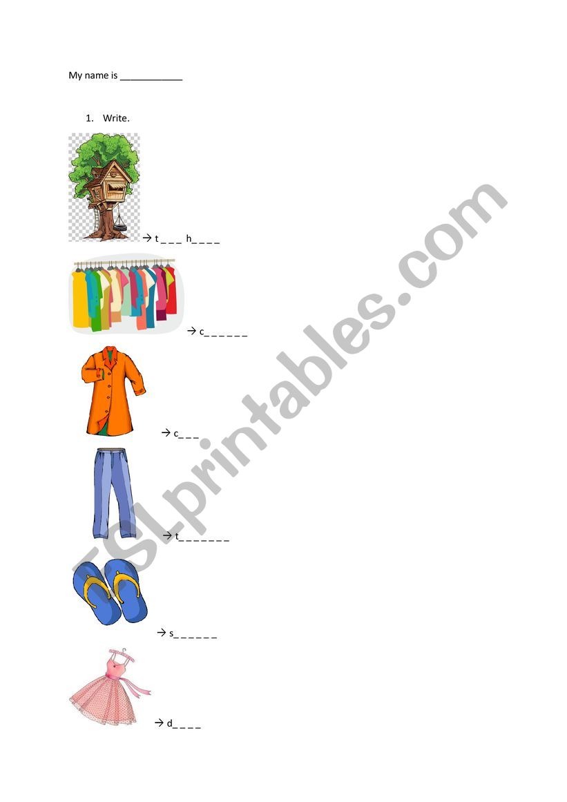 CLOTHES VOCABULARY  worksheet