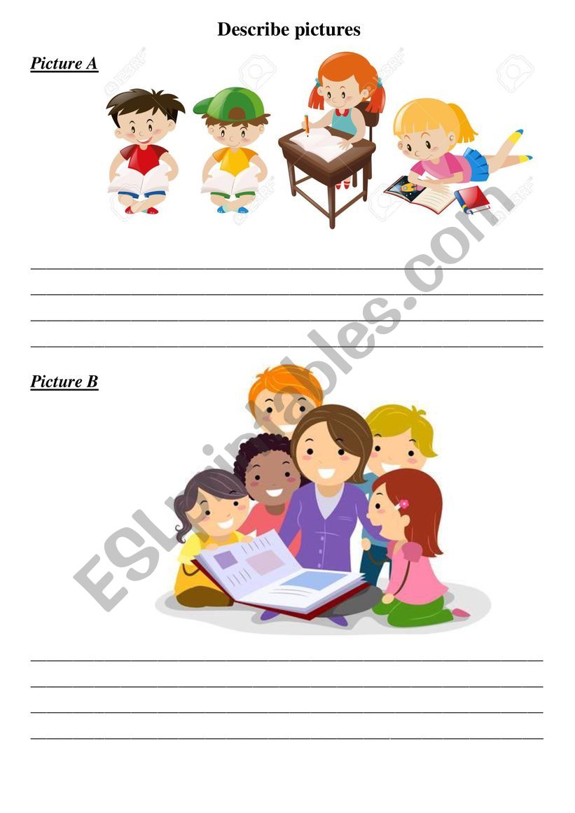 Decribe pictures worksheet