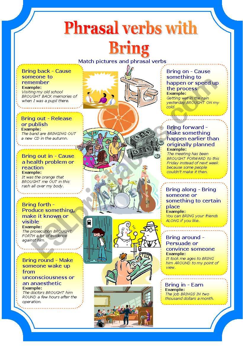 Phrasal verbs with bring (2 pages)