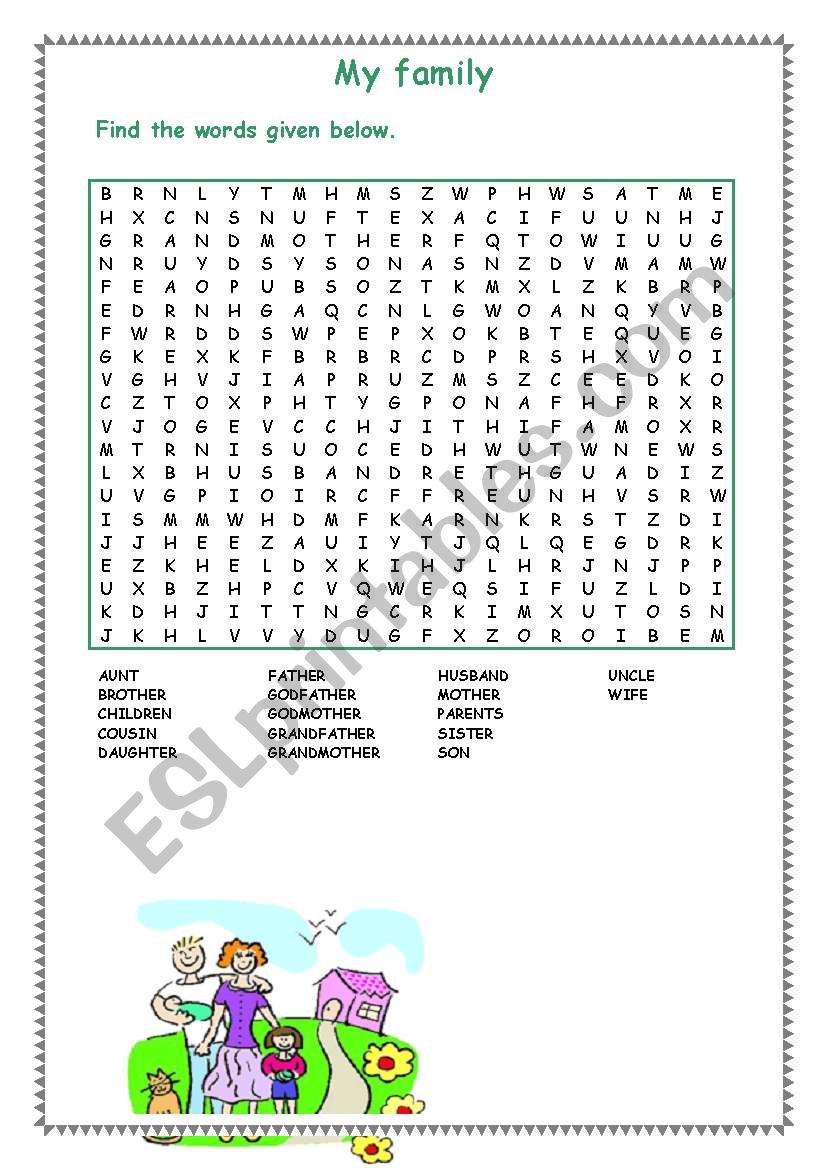 My family-wordsearch worksheet