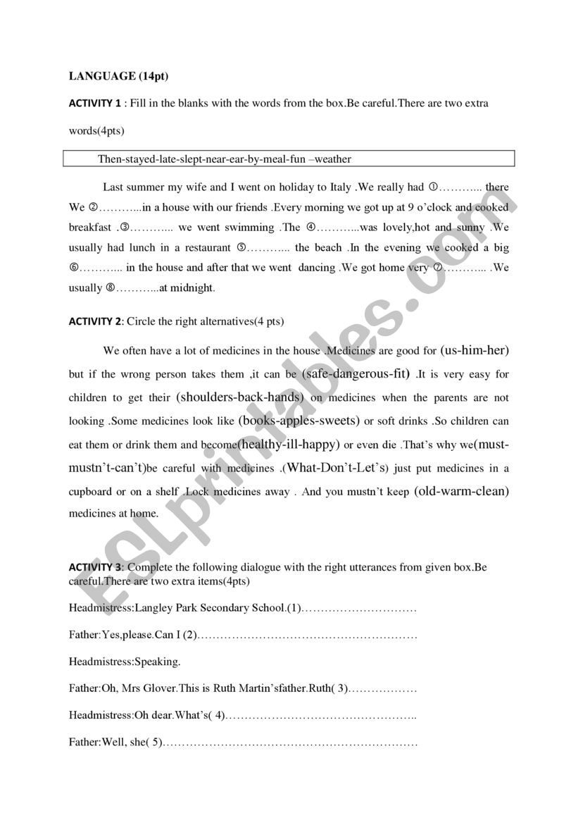 mid-term test n3 8th form (language part)