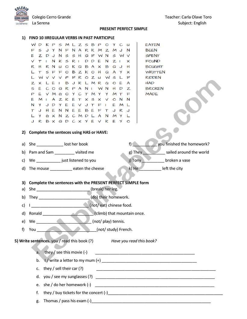 present perfect grammar review