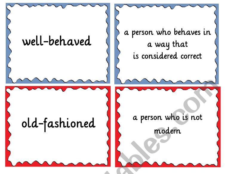 Compound Adjectives (1/3) - Matching Cards