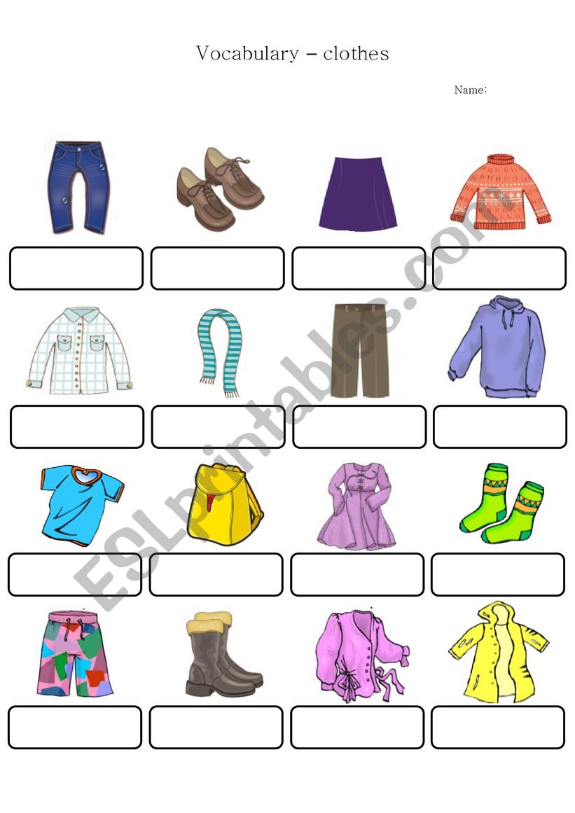 clothes vocabulary worksheet