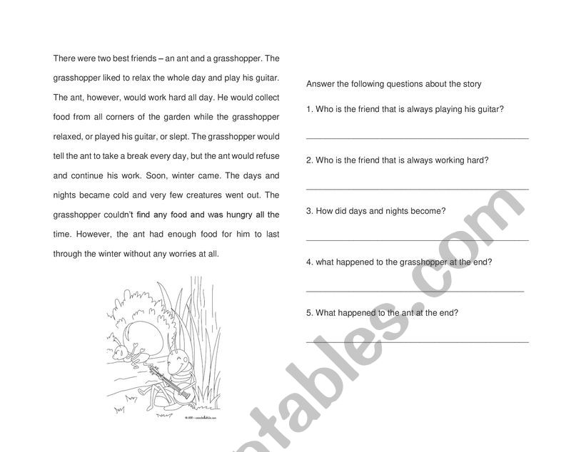 Reading comprehension  worksheet