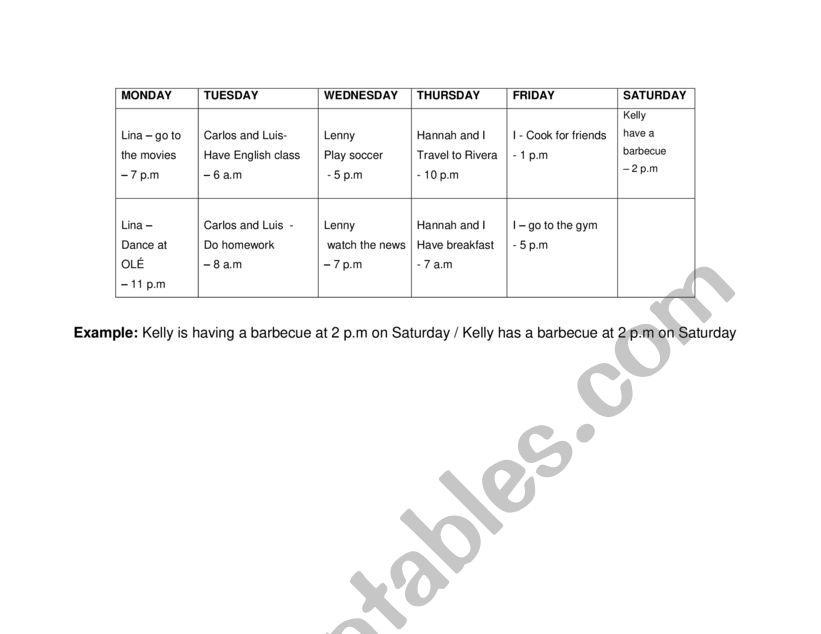 Present continuos worksheet