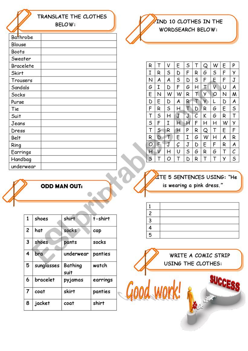 Clothes worksheet