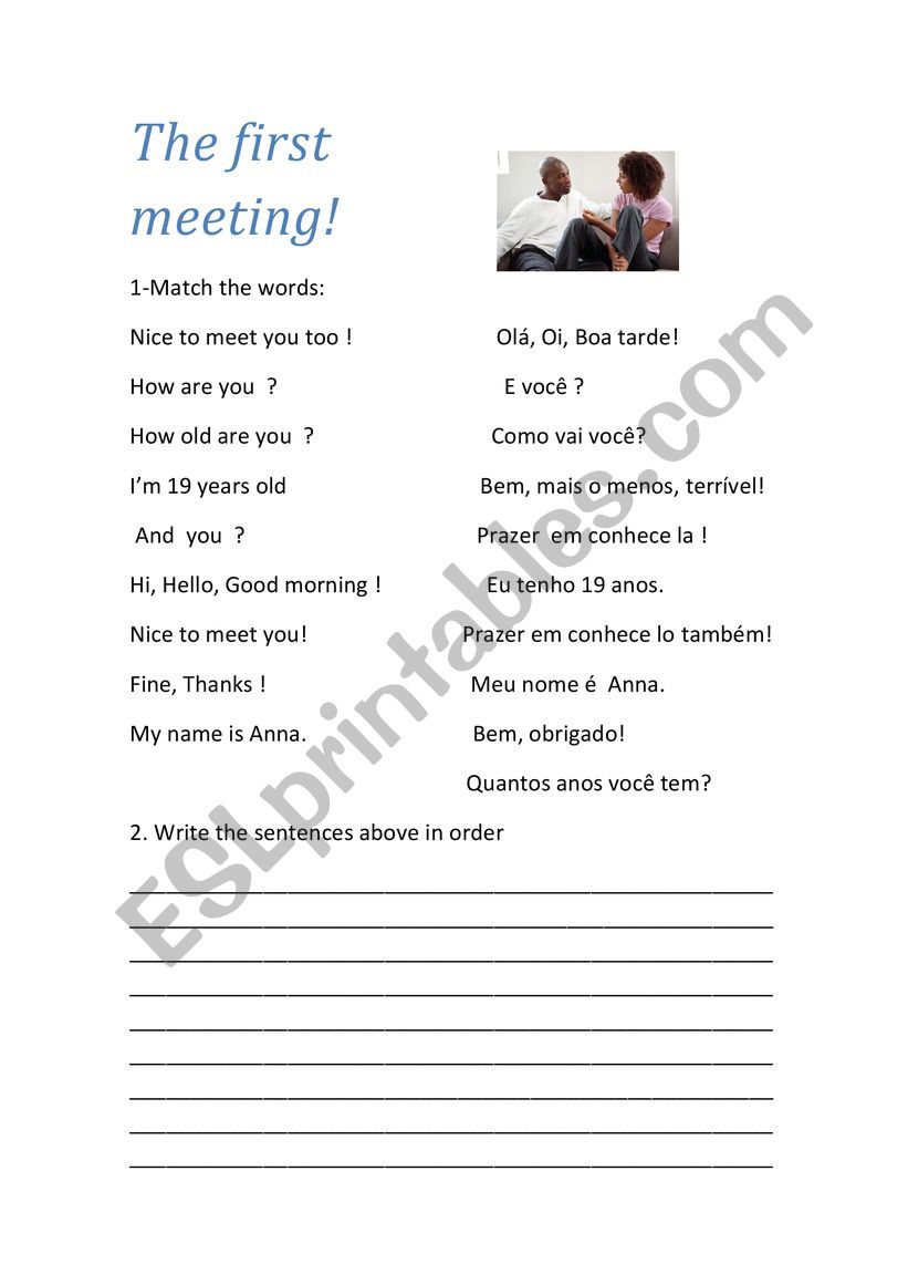 The first meeting ! worksheet