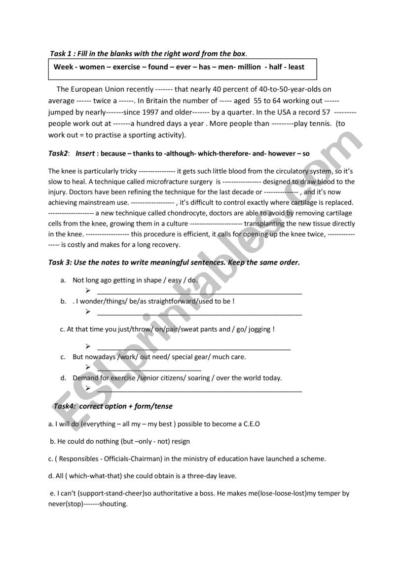 unit 4:grammar exercices worksheet