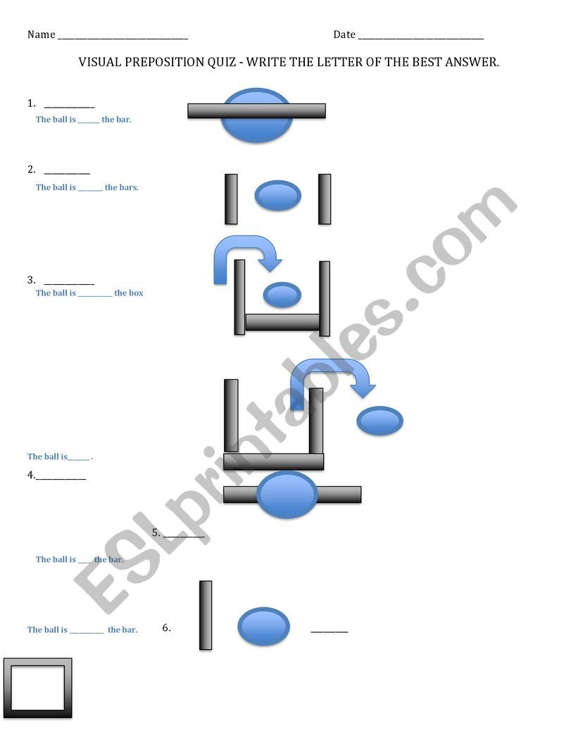VISUAL PREPOSITION QUIZ worksheet