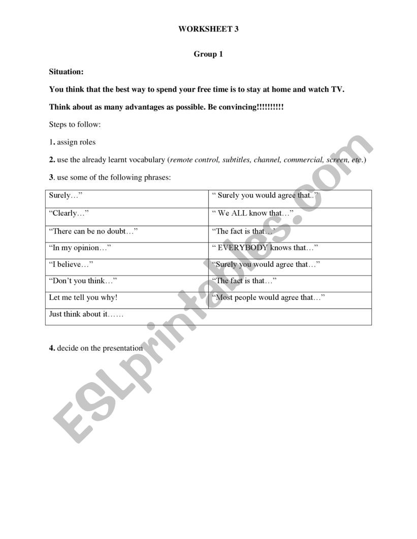 Behind the scenes worksheet