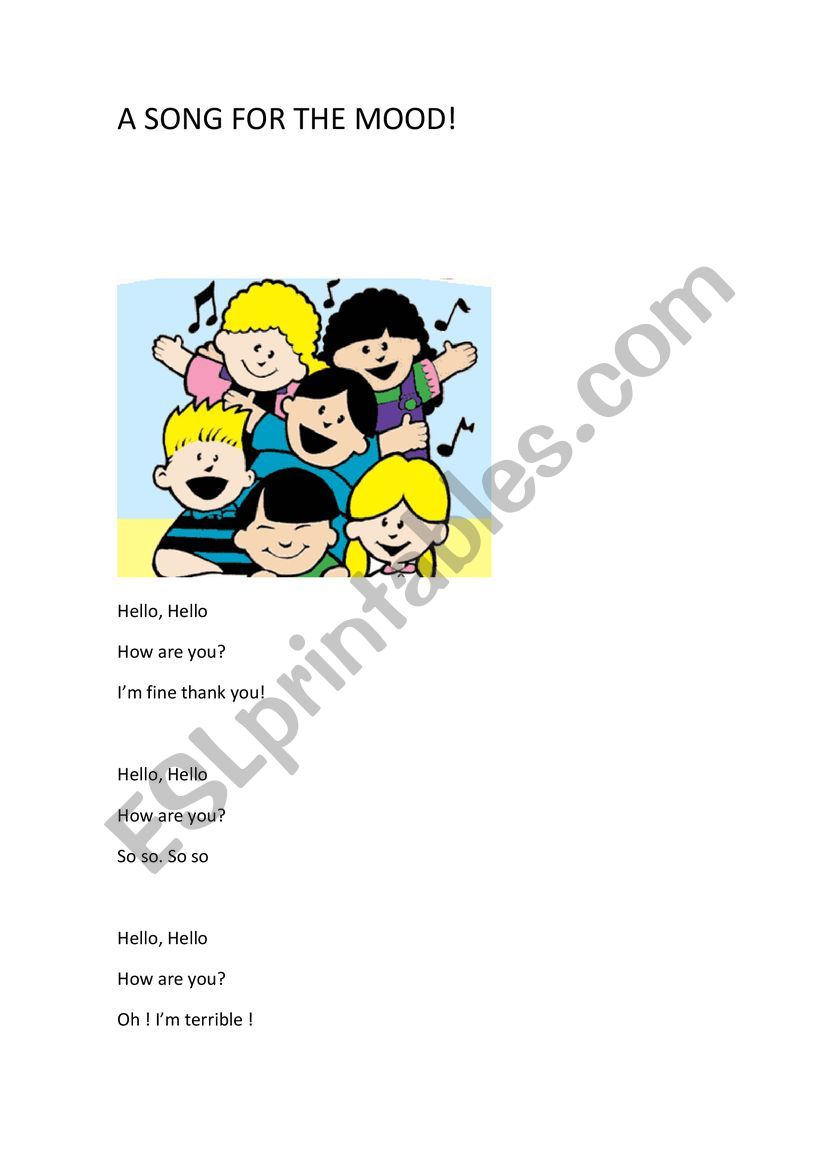  A SONG FOR THE MOOD! worksheet