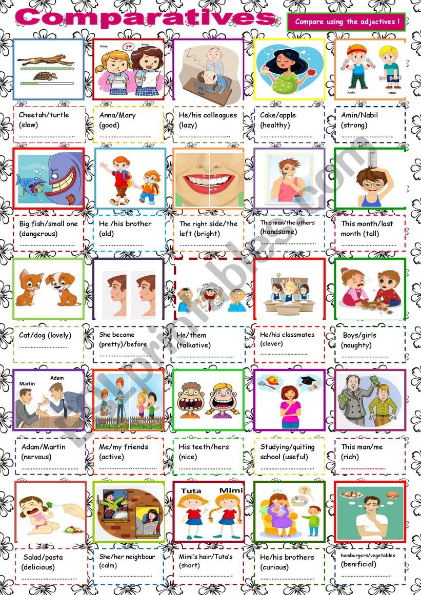 Compare using the given adjectives !